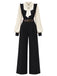 [Vorverkauf] 70er Set mit Rüschenträger-Jumpsuit und Schleifenbluse