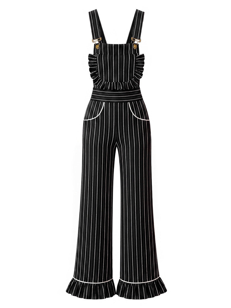 30er Nadelstreifen-Overall & Bluse Set mit Blut-Print