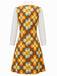 Oranges 60er Blumen-A-Linienkleid mit großem spitzem Kragen