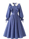 Blaues 50er Kleid mit Peter-Pan-Kragen und Rüschen
