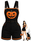 [Vorverkauf] Schwarzer 60er Halloween-Latzromper mit Kürbis und Taschen