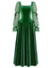 Grünes 30er Samtkleid mit Chiffonärmeln und Schleifen