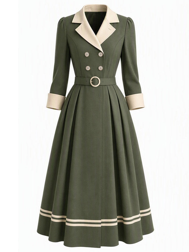 40er Trenchcoat mit Kerbrevers und Doppelknopfleiste