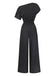 Schwarzer 50er Carmen-Jumpsuit mit Polka-Dots und Schleife