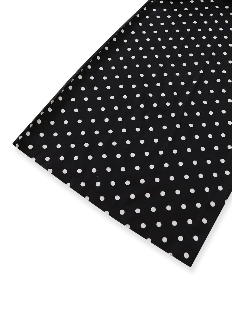 Schwarzer 50er Carmen-Jumpsuit mit Polka-Dots und Schleife