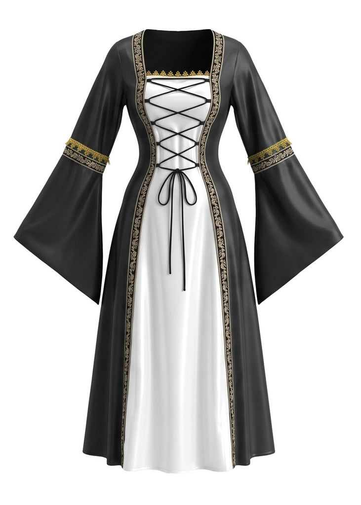 80er Mittelalter Halloween Kleid mit Bindung