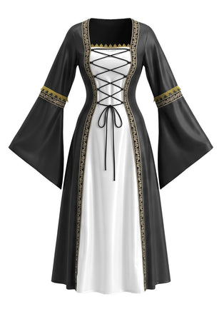 80er Mittelalter Halloween Kleid mit Bindung