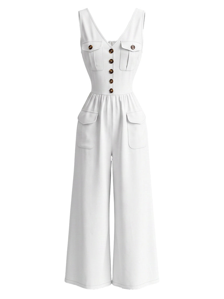 80er ärmelloser Jumpsuit mit Cargotaschen