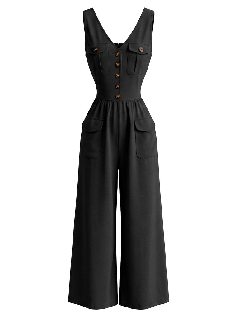 80er ärmelloser Jumpsuit mit Cargotaschen