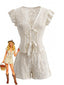Cremefarbenes 50er Spitzen-Set aus Oberteil und Shorts
