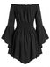 40er schulterfreies Smockkleid mit Raffung und Fledermaus