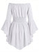 40er schulterfreies Smockkleid mit Raffung und Fledermaus