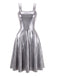 70er Metallic-Kleid mit Holografie und Doppelträgern