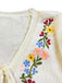 Beige 40er Strick-Top mit Blumen und Vorderbindung
