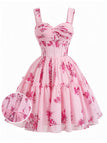 Rosa 50er Tutu-Kleid mit Streublumen und Korsett
