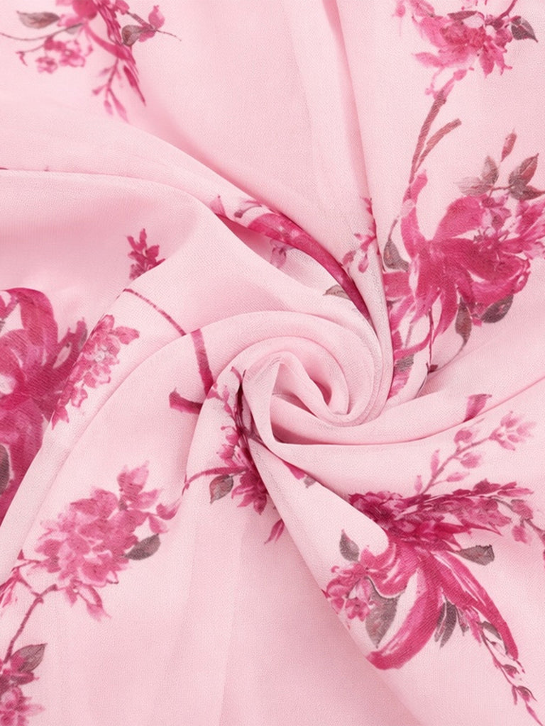 Rosa 50er Tutu-Kleid mit Streublumen und Korsett