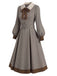 Hellbraunes 50er Hahnentrittkleid mit Schluppe und Gürtel