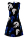Schwarzes 60er Kleid mit Peter-Pan-Kragen und Print