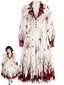 [Vorverkauf] Rot-weißes 50er Kleid mit Fledermaus und Blutprint