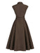 Braunes 40er Kleid mit Reverskragen und Gürtel