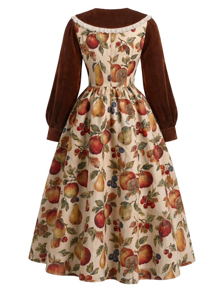 50er Swingkleid mit Früchte-Print und Chelsea-Kragen