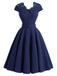 50er Kleid mit Spitzen-Patchwork und Carmen-Ausschnitt