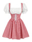 Rot-weißes 50er Gingham-Dirndl mit Raffungen und Schnürung