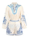50er Set aus Langarmtop & Shorts mit Porzellan-Blumenprint