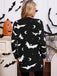 Orangefarbener 70er Halloween Cardigan mit Fledermaus und Mond