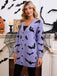 Orangefarbener 70er Halloween Cardigan mit Fledermaus und Mond