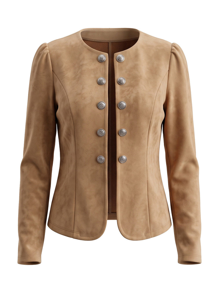 80er Blazer mit Wildleder-Optik und Doppelreiher