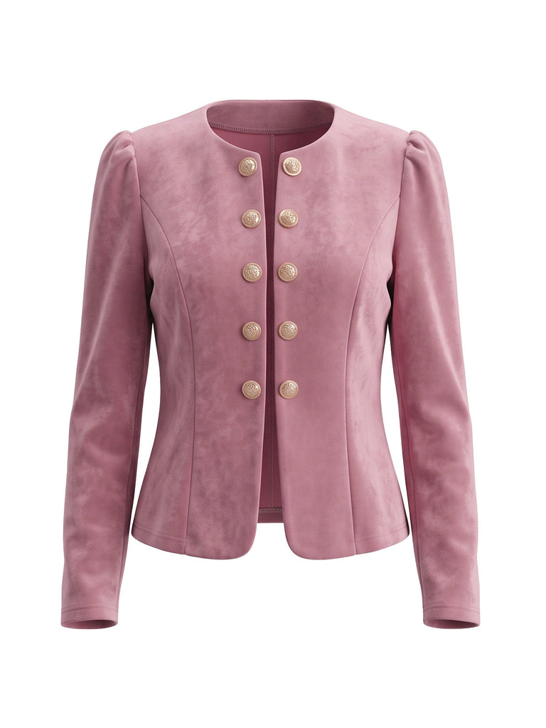 80er Blazer mit Wildleder-Optik und Doppelreiher