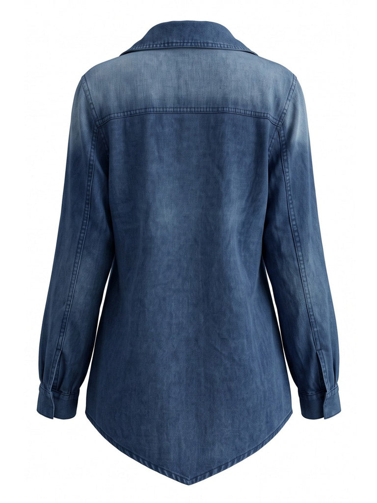 Blaue 70er Jeansjacke mit Revers