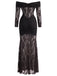 30er schulterfreies Maxikleid mit Raffung und Spitze