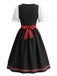 Rotes 50er Oktoberfest-Dirndl-Set mit Blumenstickerei und Schürze