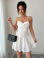 60er Minikleid mit Raffung und Wasserfallausschnitt