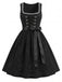 Schwarzes 50er Kleid mit Eckiger Ausschnitt und Blumen