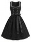Schwarzes 50er Oktoberfest-Dirndl-Set mit bestickter Schürze