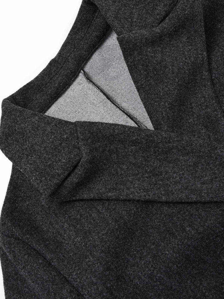 Dunkelgraue 50er taillierte Doppelreiherjacke mit Revers und Schößchen