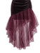 30er Samt-Maxikleid mit asymmetrischem Tüll und Raffung