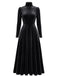 40er Langarm-Samtkleid mit Rollkragen