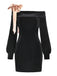 Schwarzes 60er Kleid mit Schulterschleife und betonter Taille