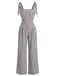 Grauer 40er Streifen-Jumpsuit mit Bindeträgern und weitem Bein