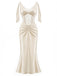 Champagnerfarbenes 30er Satin-Nachtkleid mit Spitze und Korsett-Taille