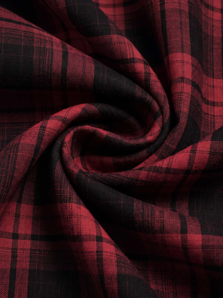 Roter 50er A-Linien-Rock mit Karo und hoher Taille