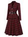 Schwarz-rotes 50er Karo-Blazer & Rock-Set mit Gürtel