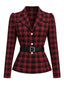 [Vorverkauf] 50er Karo-Blazer mit Reverskragen und Gürtel