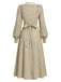 Beige 40er Kleid mit Peter-Pan-Kragen und Schleife