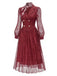 70er Spitzenkleid mit Doppelknopfleiste und Schal