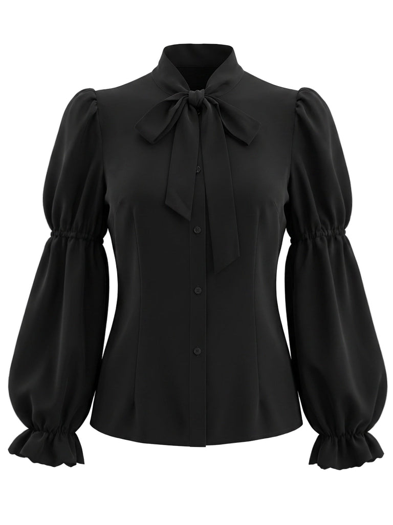 40er Halloween-Set aus Katzen-Kürbis-Kleid und Bluse mit Virago-Ärmeln